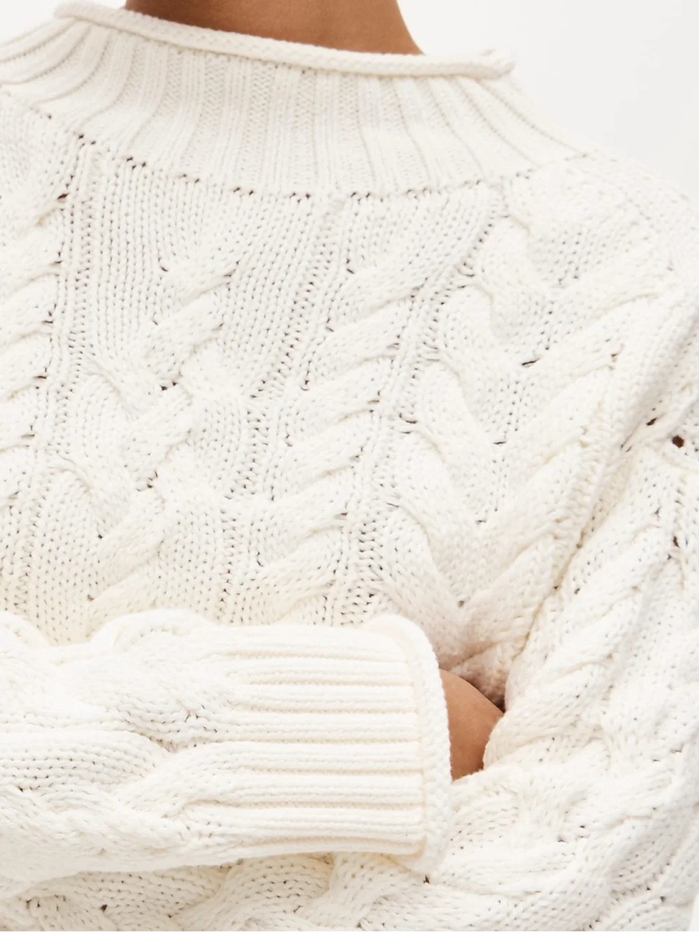 J. Crew 2025 Rollneck™ cable-knit sweater in Ivory Size Large NWT
